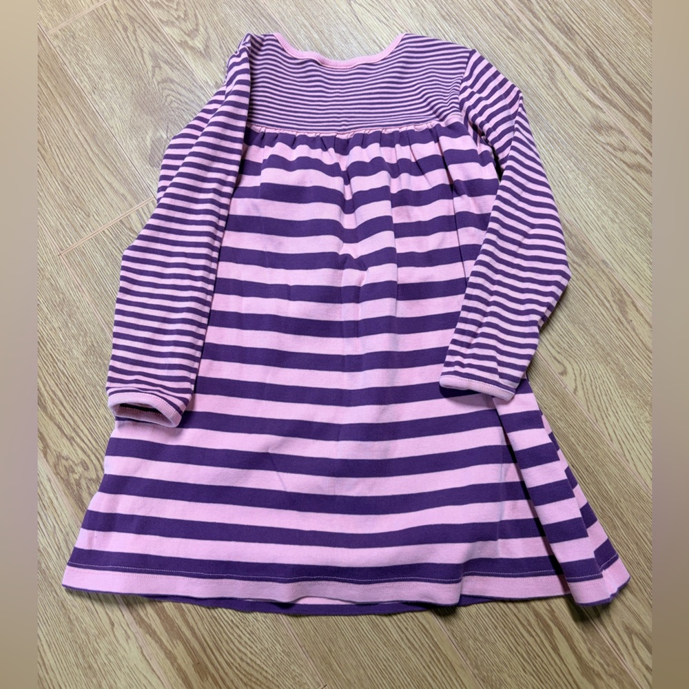 Hanna Andersson Pink Purple Stripe Long Sleeve Dress Size 110 (4-5) - Picture 4 of 5